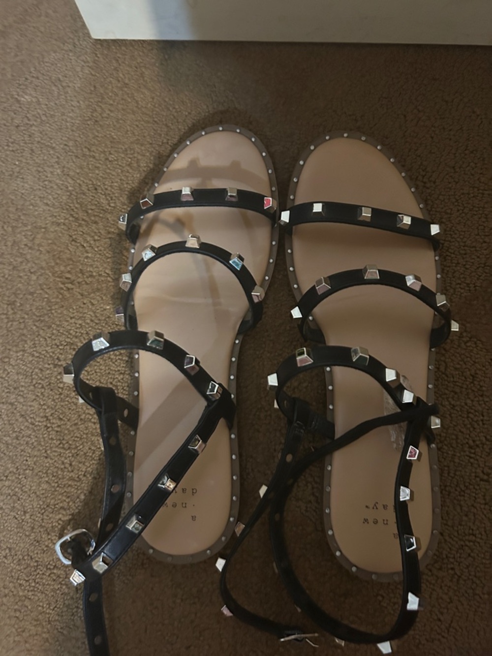 a new day Black Studded Strappy Sandals